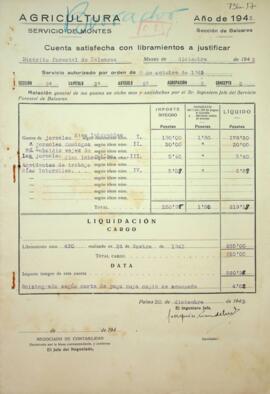 Cuenta satisfecha con libramientos a justificar. Jornales en días laborables y en domingos, subsi...