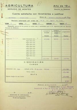 Cuenta satisfecha con libramientos a justificar. Servicio Ordinario