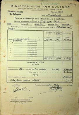 Cuentas justificativas de la Dirección General de Montes año 1958. Dietas y movimiento del person...