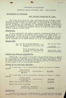 Estados de liquidación de Tasas y Honorarios. Tres primeros trimestres de 1964