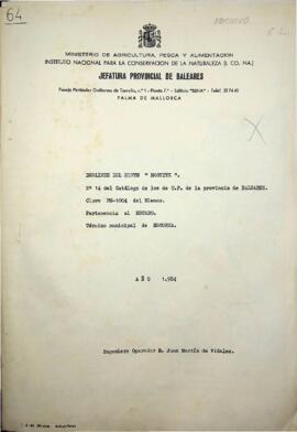 Deslinde del monte «Mortitx» n.º 14 del catálogo de los de U.P. de la provincia de Baleares. Año ...