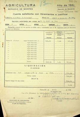 Cuenta satisfecha con libramientos a justificar. Dietas. Segundo trimestre