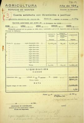 Cuenta satisfecha con libramientos a justificar. Dietas. Primer trimestre