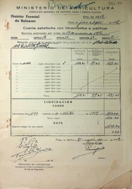 Cuentas justificativas de la Dirección General de Montes en el 1952. Dietas