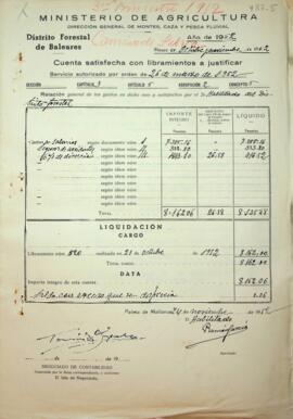 Cuentas justificativas de la Dirección General de Montes en el 1952. Camino Selva