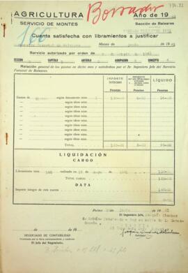 Cuenta satisfecha con libramientos a justificar. Dietas segundo trimestre