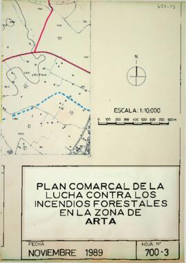 Mapa Hoja 700-3. Plan Comarcal de la lucha contra los incendios forestales en la zona de Artà