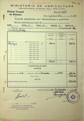 Cuentas justificativas de la Dirección General de Montes año 1958. Reintegros segundo semestre