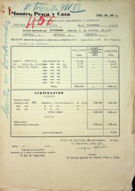 Cuenta satisfecha con libramientos a justificar. Jornales, subsidio vejez, subsidio familiar. Nov...