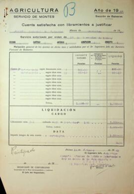 Cuenta satisfecha con libramientos a justificar. Distrito Forestal de Baleares