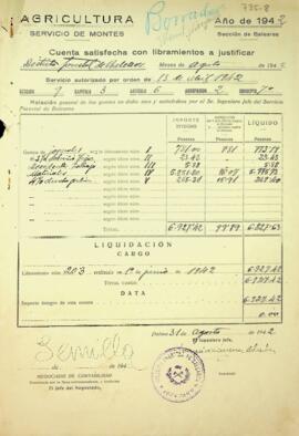Cuenta satisfecha con libramientos a justificar. Jornales, subsidio vejez, accidentes trabajo, ma...
