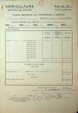 Cuenta satisfecha con libramientos a justificar. Movimiento Ordinario