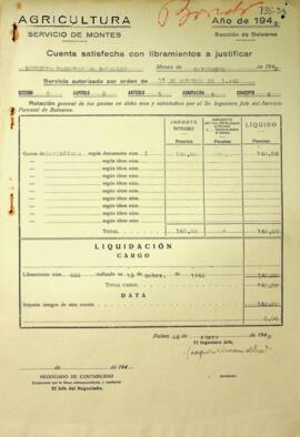 Cuenta satisfecha con libramientos a justificar. Movimiento. Noviembre