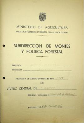 Propuesta de cultivos del vivero de Manut 1968