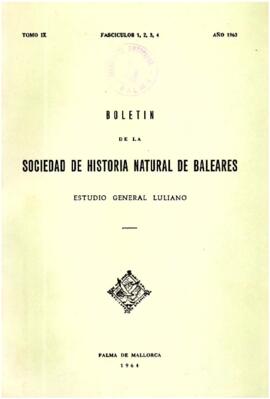 Tomo IX boletín de la sociedad de historia natural de Baleares, estudio general luliano