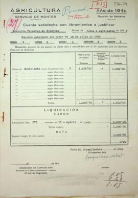 Cuenta satisfecha con libramientos a justificar. Movimiento. Tercer trimestre