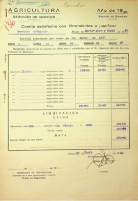 Cuenta satisfecha con libramientos a justificar. Servicio Ordinario