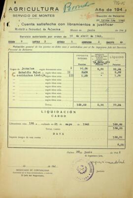 Cuenta satisfecha con libramientos a justificar. Jornales, subsidio vejez, accidentes del trabajo...