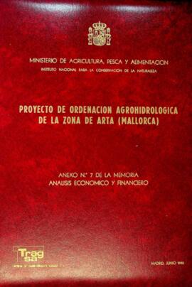 Proyecto de ordenación agrohidrológica de la zona de Artà (Mallorca). Anexo nº 7 de la memoria An...