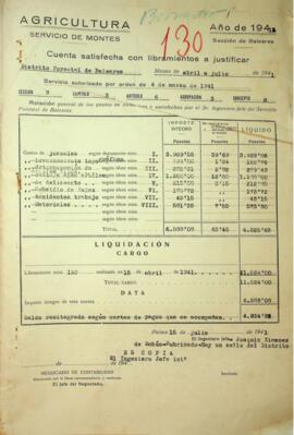 Cuenta satisfecha con libramientos a justificar. Jornales, levantamiento topográfico, materiales ...