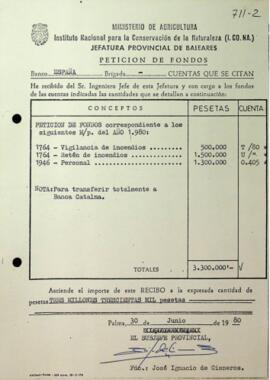 Petició de fons a l'Estat 1980 Junio-Enero