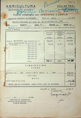 Gastos de Jornales, materiales, derechos gestión, seguro accidentes. Trabajos de conservación de ...