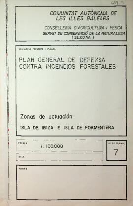 Mapa Zonas de actuación, Isla de Ibiza e Isla de Formentera. Plan General de defensa contra incen...