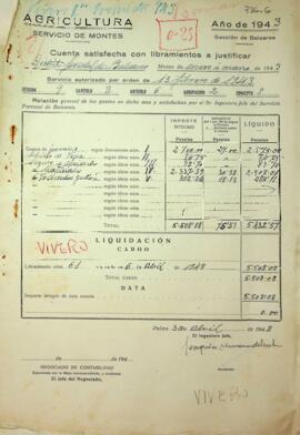Cuenta satisfecha con libramientos a justificar. Jornales, subsidio vejez, seguro accidentes, mat...
