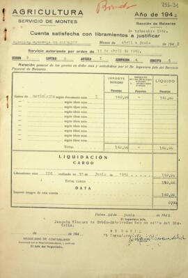 Cuenta satisfecha con libramientos a justificar. Movimiento. Segundo trimestre