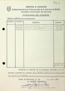 Petició de fons a l'Estat 1981 Junio-Enero