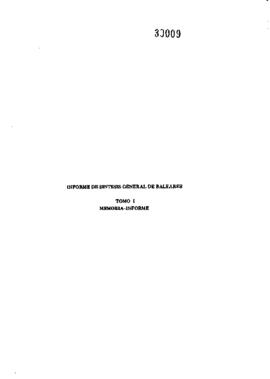Estudio de los recursos hidráulicos totales de Baleares, informe de sintesis general tomo I