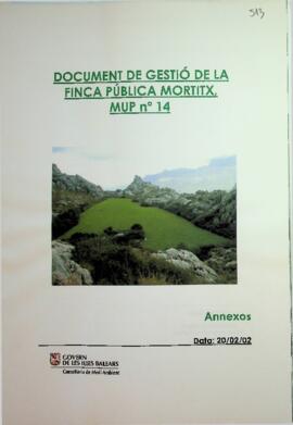 Document de gestió de la finca pública Mortitx, MUP nº14. Annexos