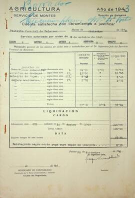 Cuenta satisfecha con libramientos a justificar. Jornales en días laborables y en domingos, subsi...