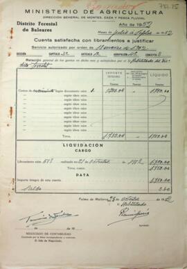 Cuentas justificativas de la Dirección General de Montes en el 1952. Movimiento del personal técnico
