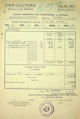 Cuenta satisfecha con libramientos a justificar. Jornales, subsidio vejez, accidentes de trabajo....