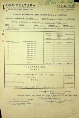 Cuenta satisfecha con libramientos a justificar. Dietas. Primer trimestre