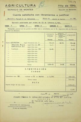 Cuenta satisfecha con libramientos a justificar. Jornales, subsidio vejez, accidentes del trabajo...