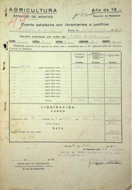 Cuenta satisfecha con libramientos a justificar. Dietas febrero y marzo